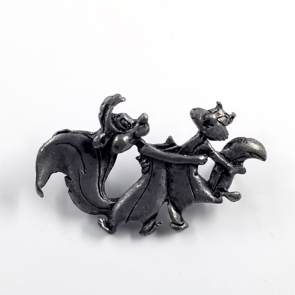 1992 Warner Bros Pewter Pepe Le Pew & Penelope Dancing Looney Tune Lapel Pin VTG - Picture 5 of 5